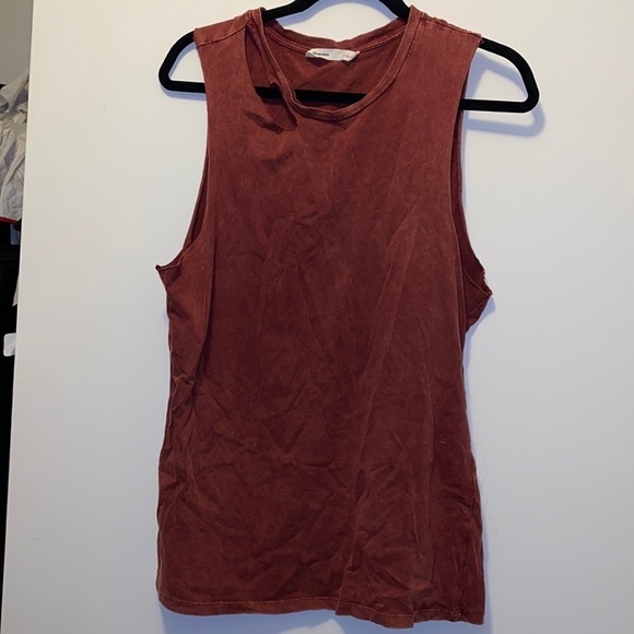 Bluenotes burgundy distressed Sleeveless top L - Picture 1 of 7